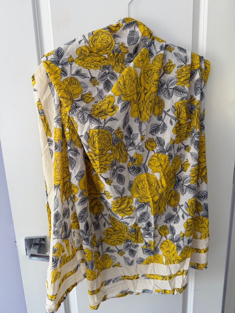Ganni Yellow and Cream Floral Scarf/Sarong/Coverup